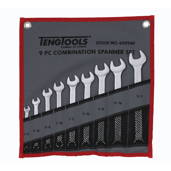 6509AF - 9 Piece SAE Combination Spanner Set 1/4 to 3/4 In